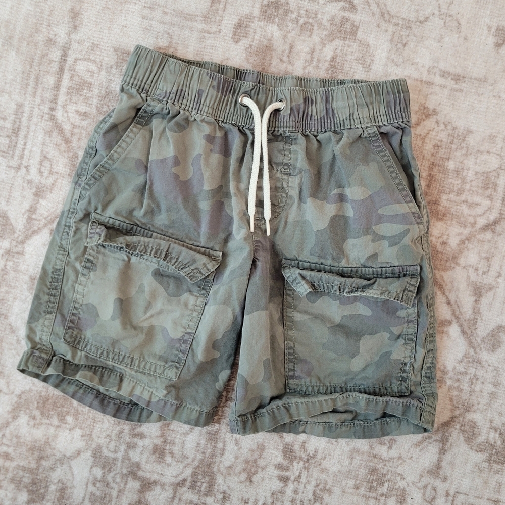 Cat & Jack Boys Camo Cargo Shorts Drawstring Elastic Waist Size 8